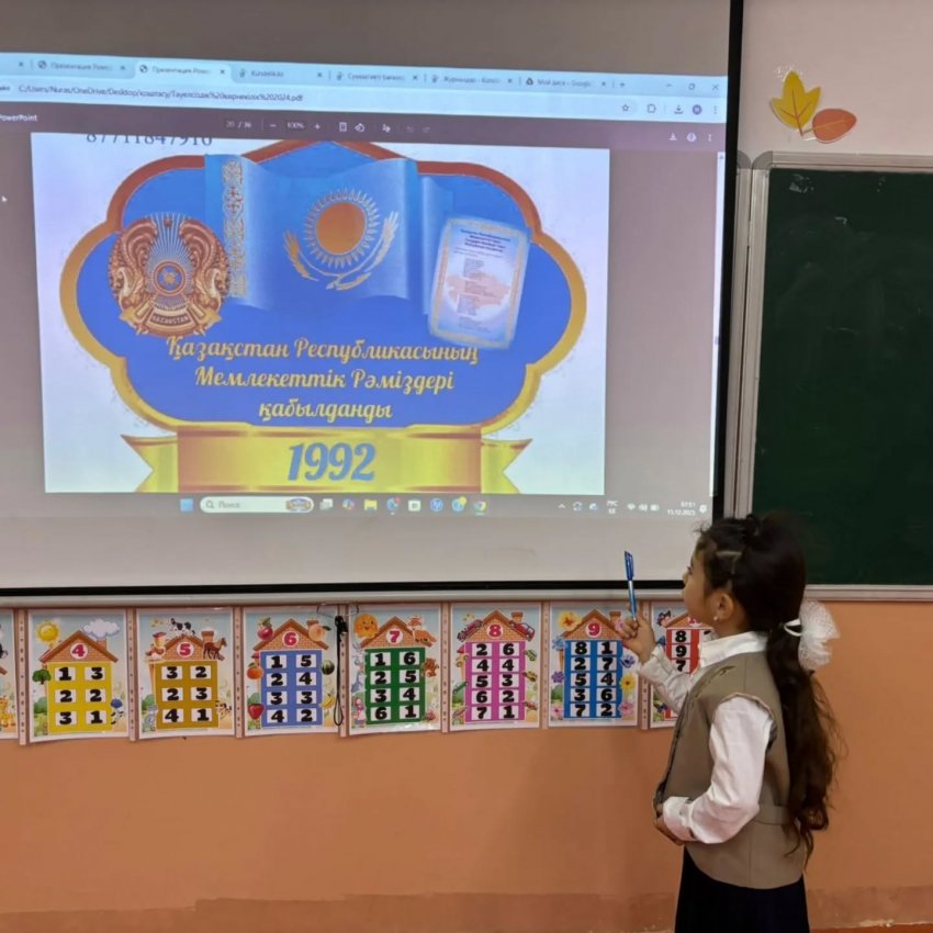 Тәуелсіздіктің 34 жылдығына орай «Тәуелсіздік күні » тақырыбында 2025 жылы  15 желтоқсан  күні.1 «А» сыныбында сынып сағаты